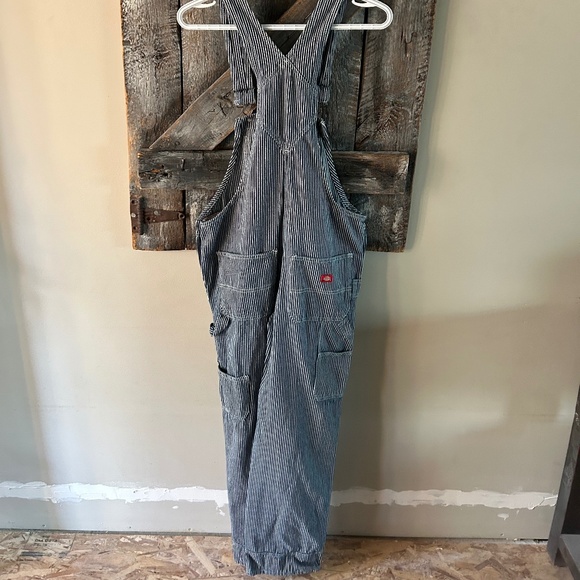 Men's Dickies Blue & White Pinstripe Overalls - Picture 2 of 4